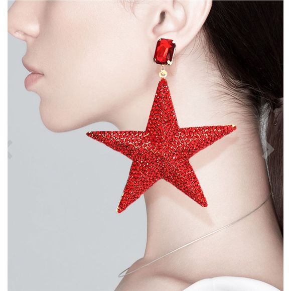Jennifer Jewelry - NWT Jennifer red crystal star dangle earrings .